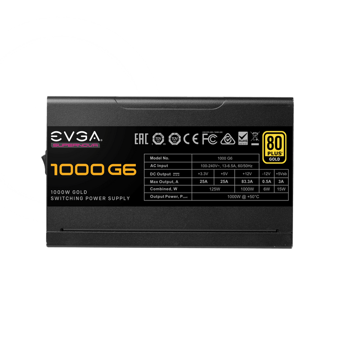 EVGA SuperNOVA 1000 G6, 80 Plus Gold 1000W Fully Modular Power Supply